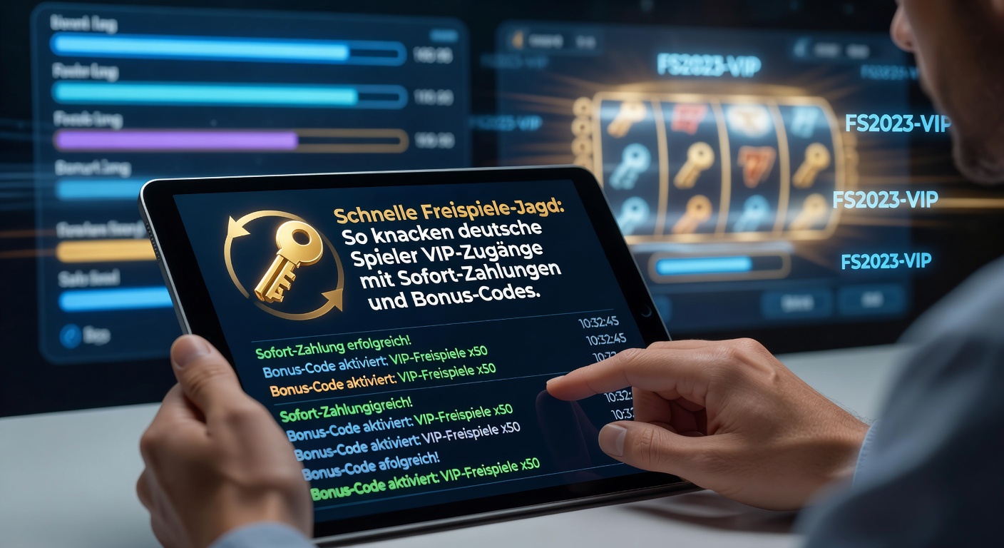 Deutsche Spieler nutzen Sofort-Zahlungen, um schnelle Freispiele und VIP-Zugänge zu sichern, während Bildschirme mit Bonus-Codes leuchten