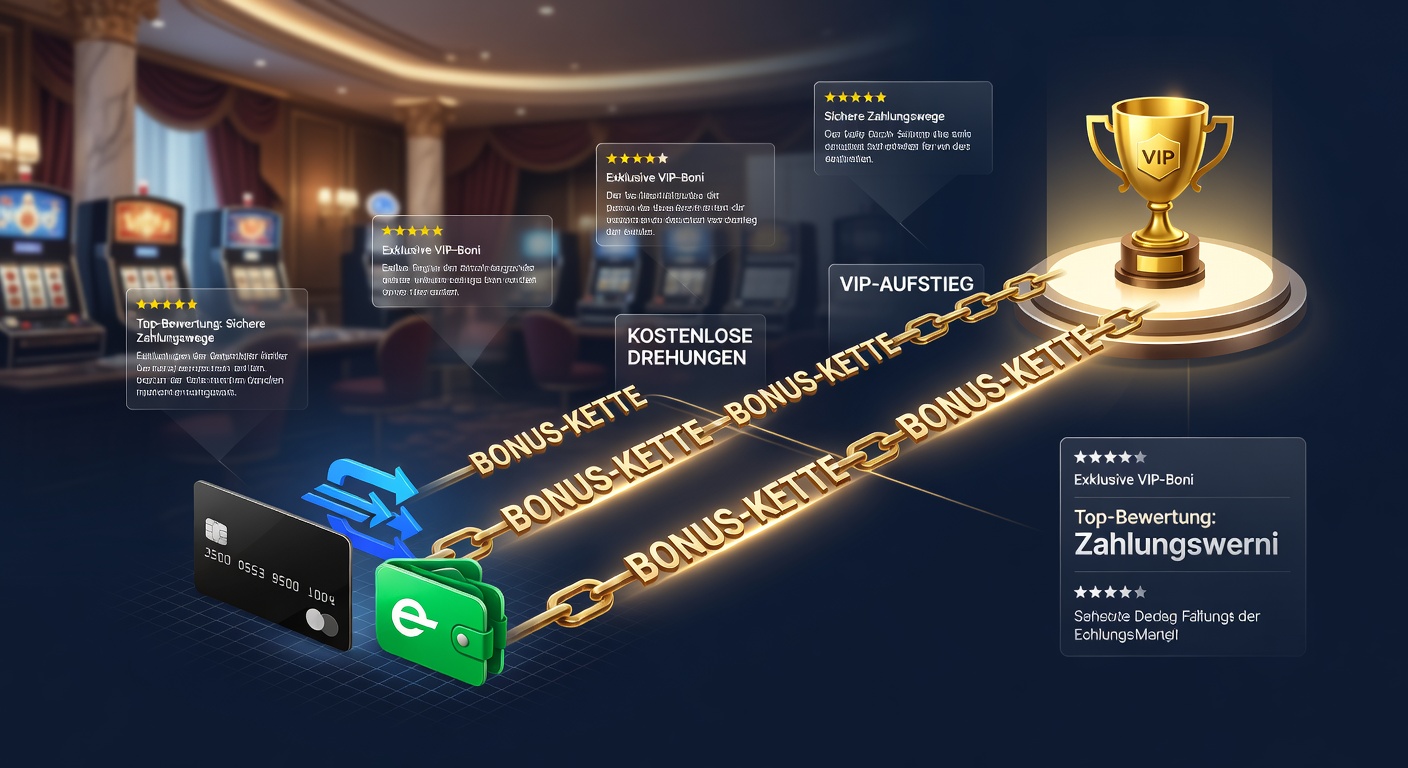 Visuelle Darstellung einer VIP-Leiter mit Freispiel-Icons und Zahlungsportalen in einem modernen Casino-Design